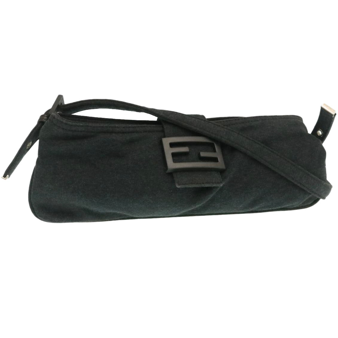 FENDI Mamma Baguette Shoulder Bag Canvas Gray yk4088