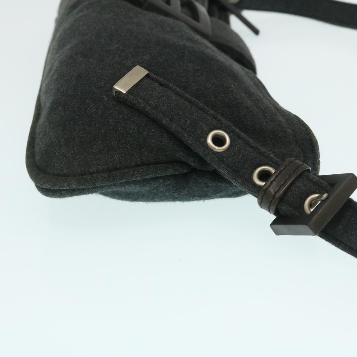FENDI Mamma Baguette Shoulder Bag Canvas Gray yk4088