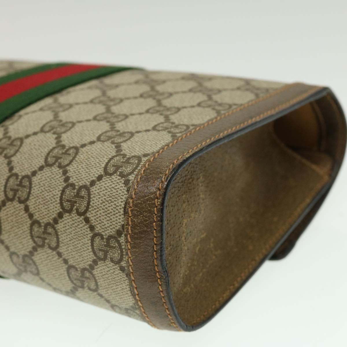 GUCCI Web Sherry Line GG Canvas Clutch Bag Beige Red Green yk4369