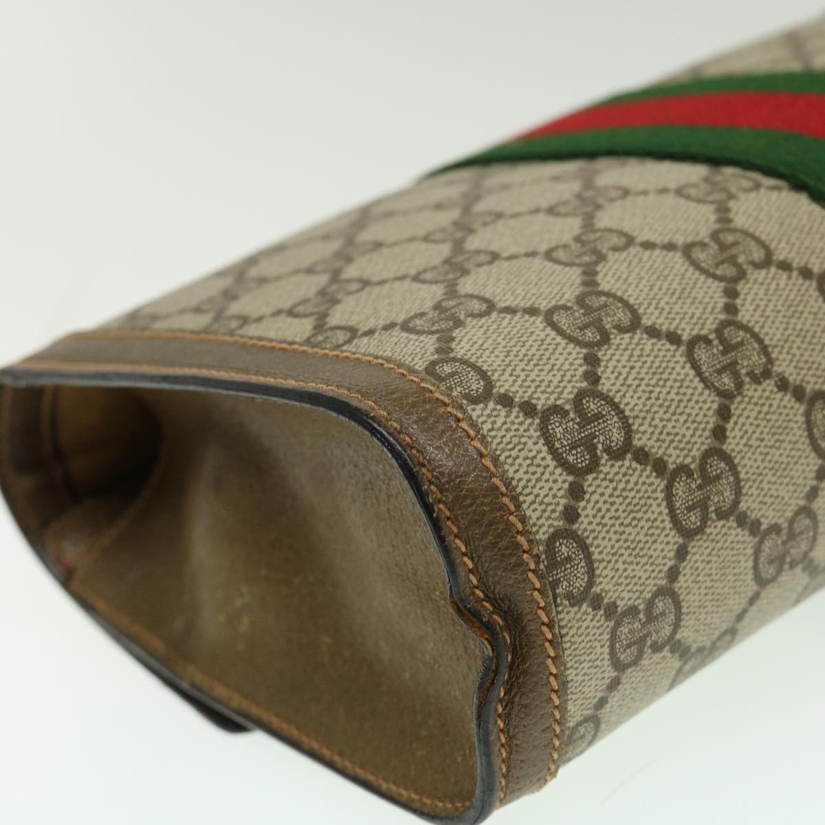 GUCCI Web Sherry Line GG Canvas Clutch Bag Beige Red Green yk4369
