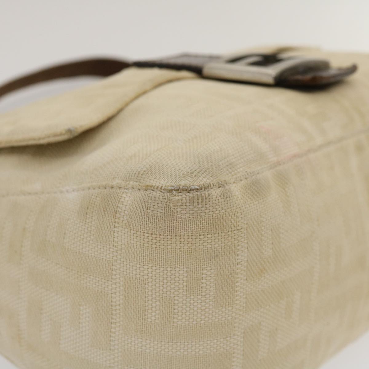 FENDI Mamma Baguette Shoulder Bag Canvas Beige yk4541