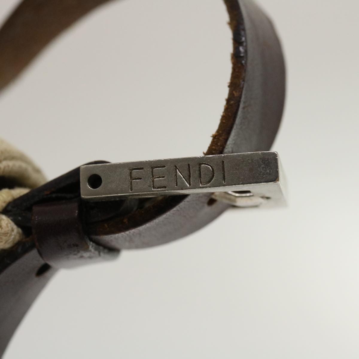 FENDI Mamma Baguette Shoulder Bag Canvas Beige yk4541