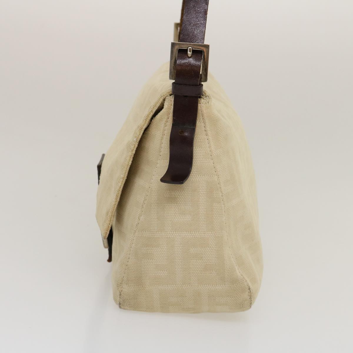 FENDI Mamma Baguette Shoulder Bag Canvas Beige yk4541