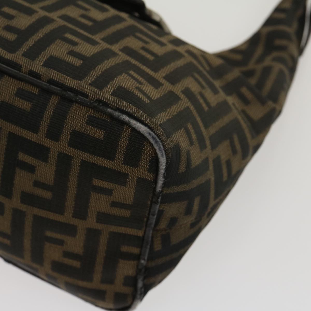 FENDI Zucca Canvas Mamma Baguette Shoulder Bag Brown Black yk4558