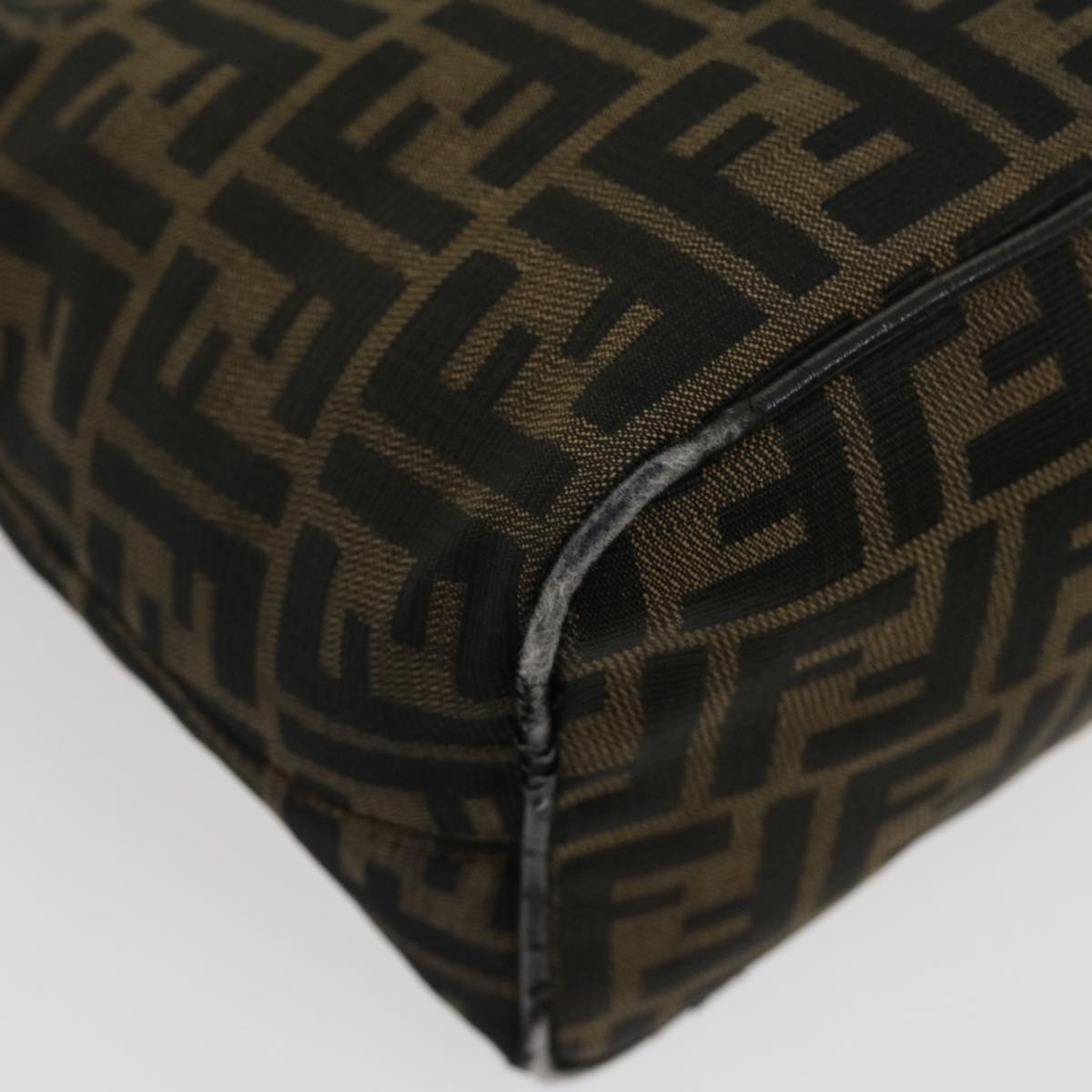 FENDI Zucca Canvas Mamma Baguette Shoulder Bag Brown Black yk4558