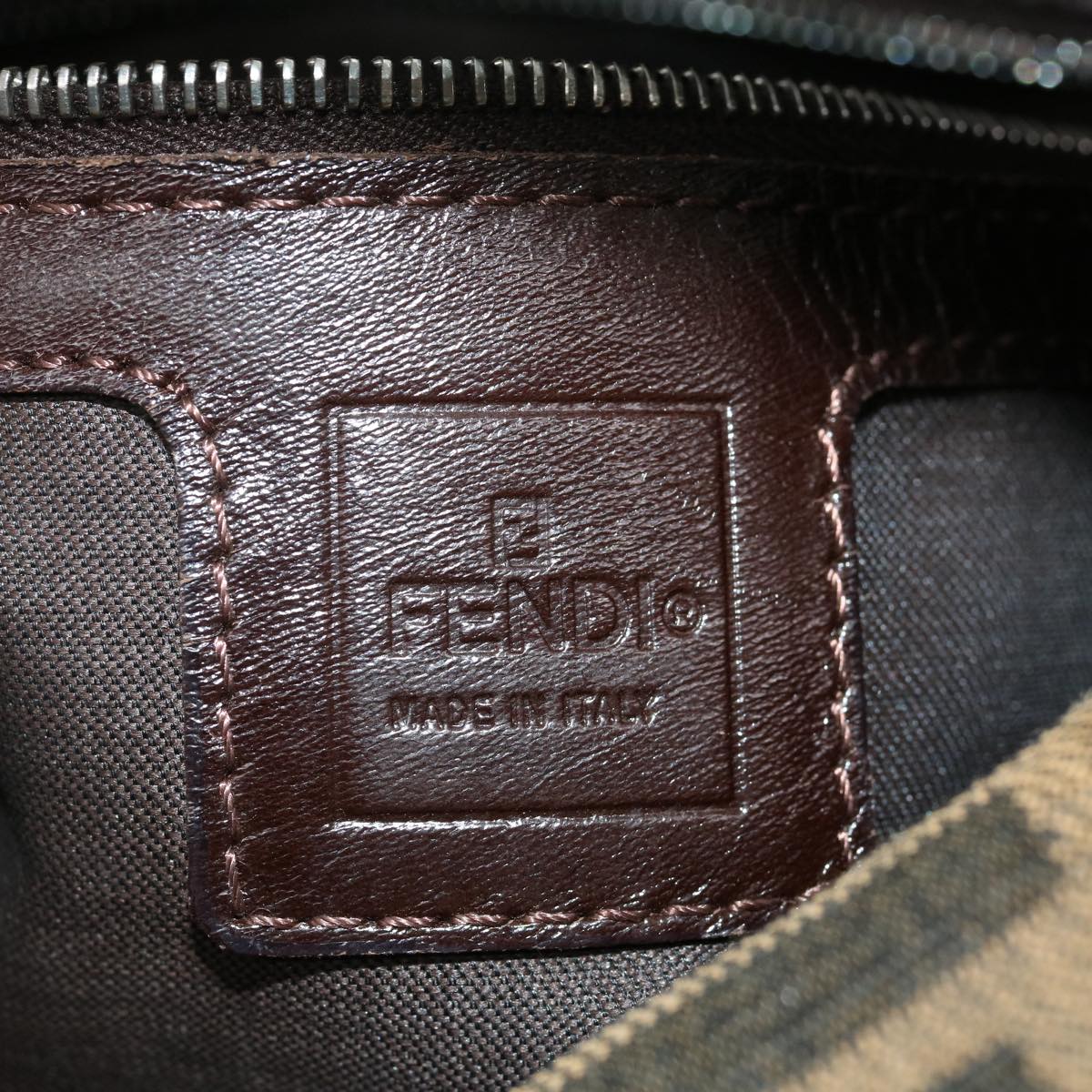 FENDI Zucca Canvas Mamma Baguette Shoulder Bag Brown Black yk4561