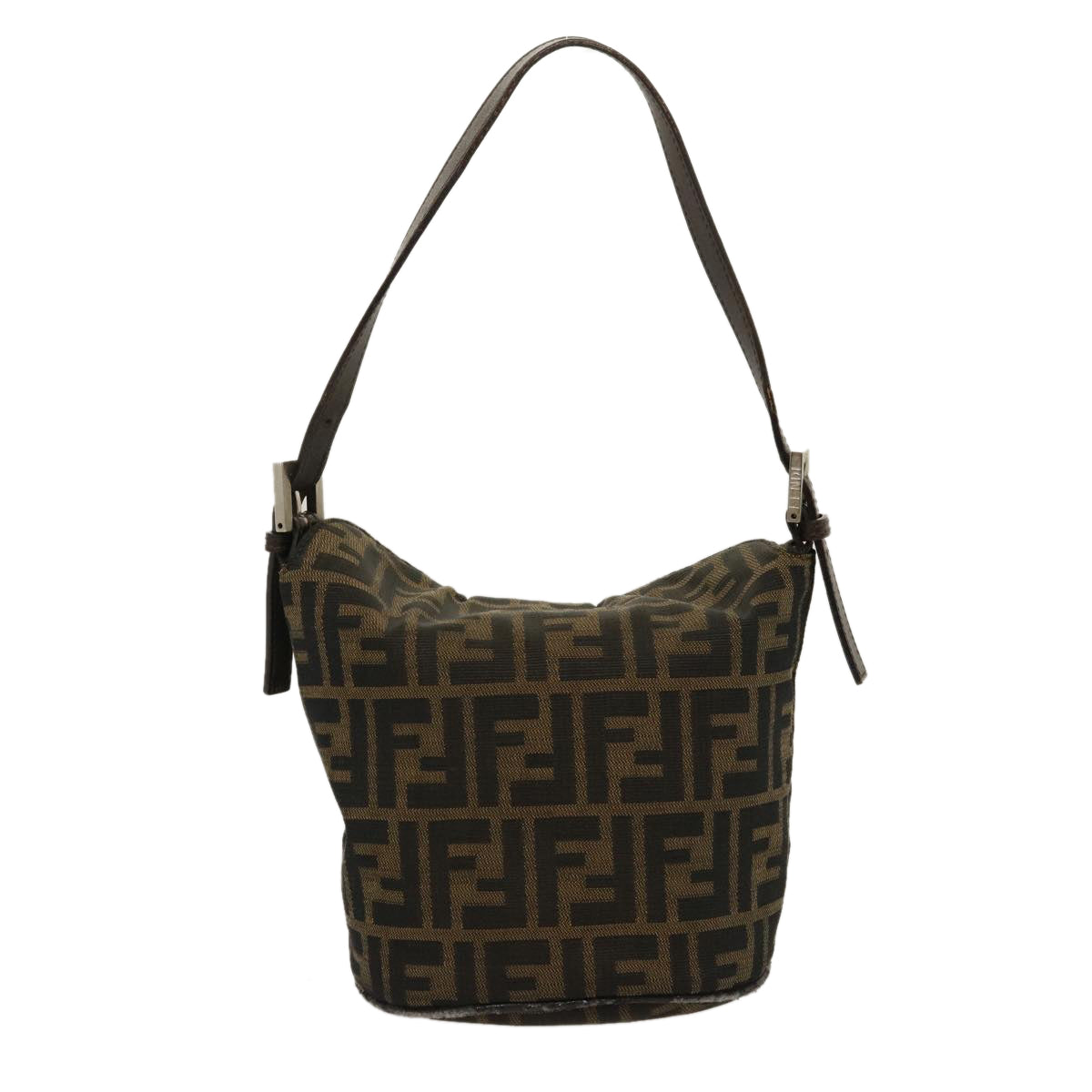 FENDI Zucca Canvas Mamma Baguette Shoulder Bag Brown Black yk4561