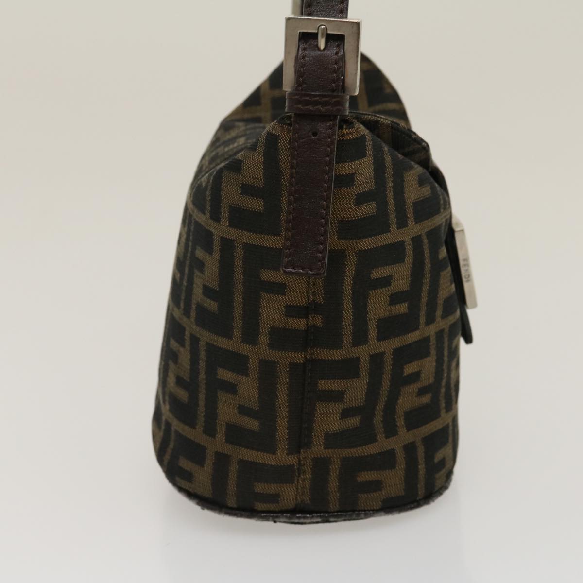 FENDI Zucca Canvas Mamma Baguette Shoulder Bag Brown Black yk4561