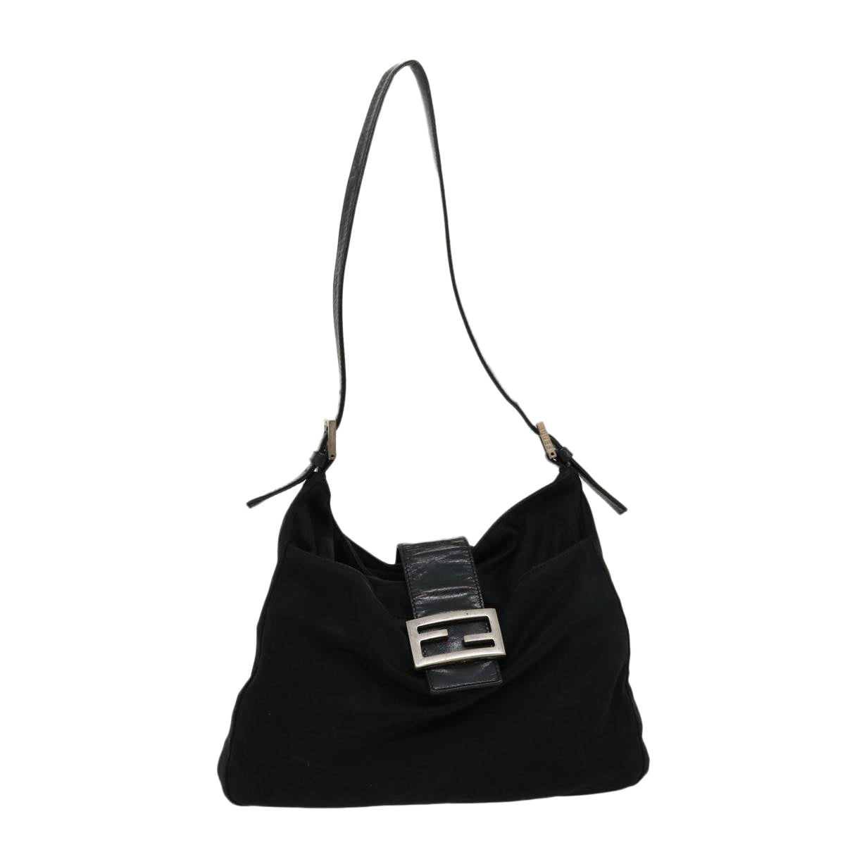 FENDI Mamma Baguette Shoulder Bag Nylon Black yk4679