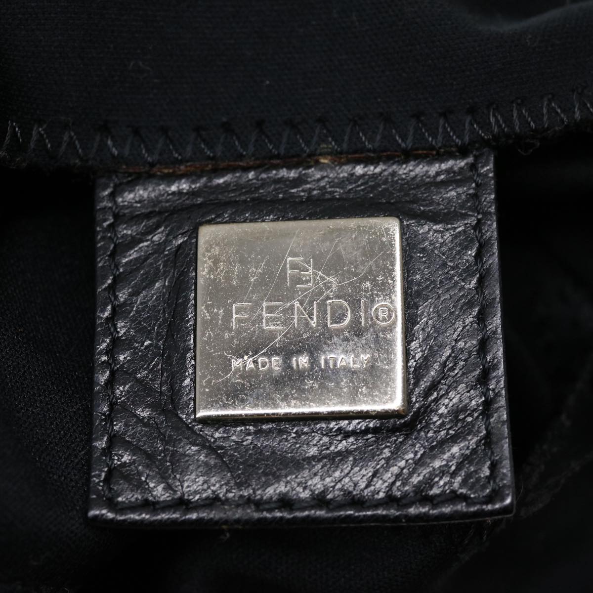 FENDI Mamma Baguette Shoulder Bag Nylon Black yk4679