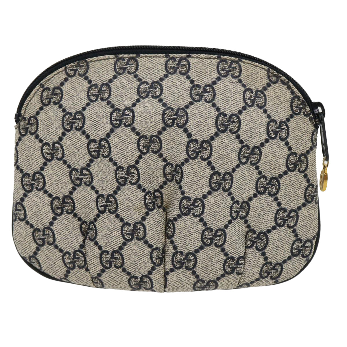 GUCCI GG Canvas Pouch PVC Leather Gray Navy 3780394492 yk4798
