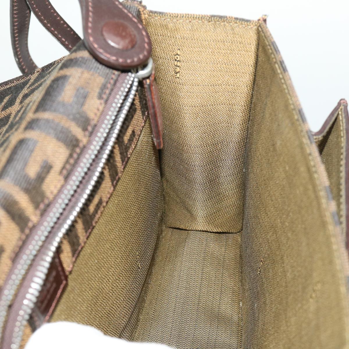FENDI Zucca Canvas Clutch Bag Brown yk5039