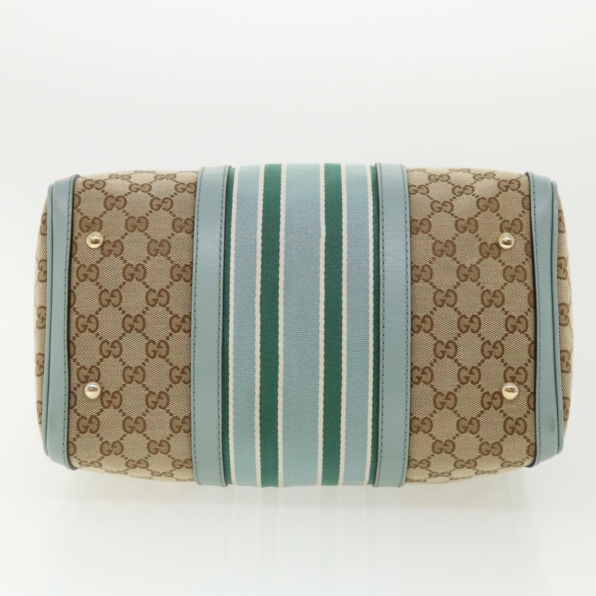 GUCCI GG Canvas Boston Bag 2way Beige Blue 247205525040 yk5123A