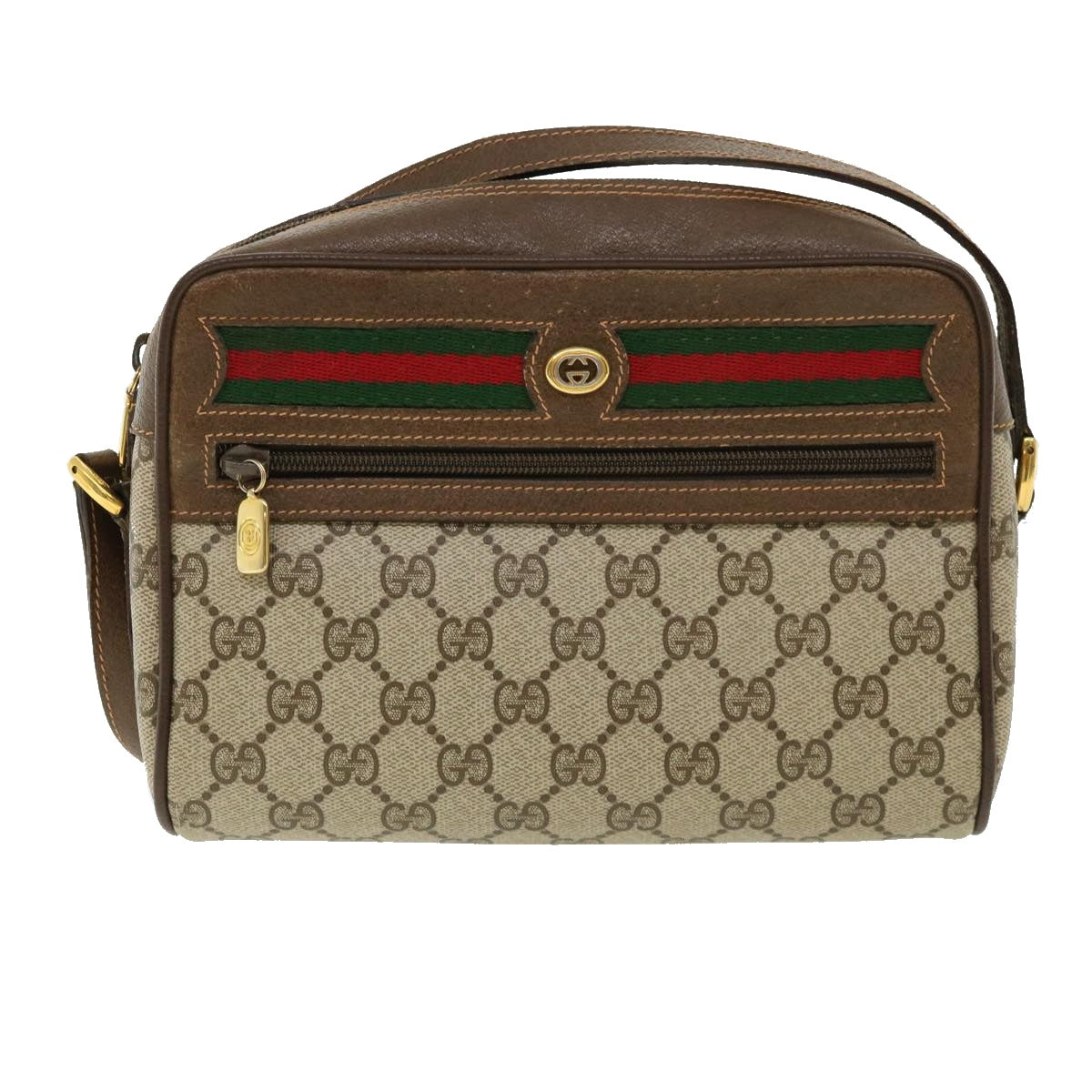 GUCCI GG Canvas Web Sherry Line Shoulder Bag Beige Red Green yk5362