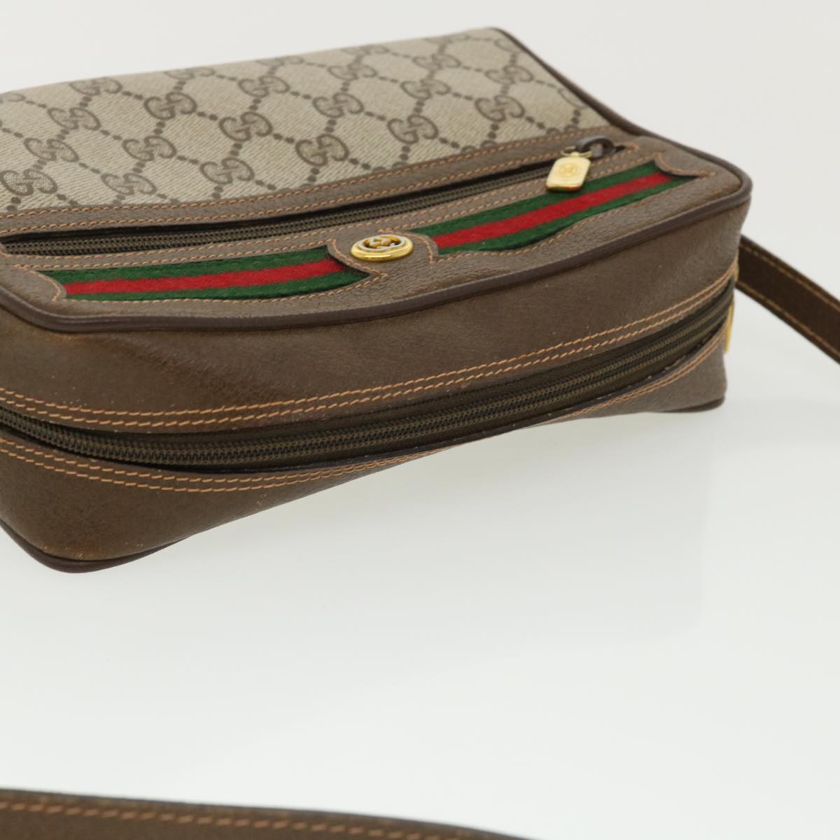 GUCCI GG Canvas Web Sherry Line Shoulder Bag Beige Red Green yk5362