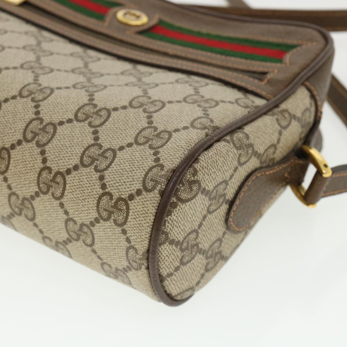 GUCCI GG Canvas Web Sherry Line Shoulder Bag Beige Red Green yk5362