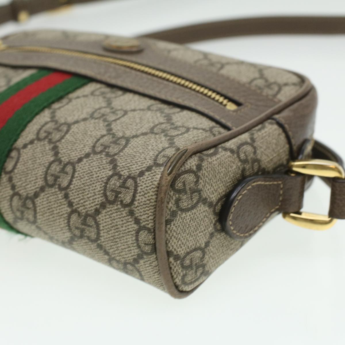 GUCCI Web Sherry Line GG Canvas Shoulder Bag PVC Leather 517350 yk5636
