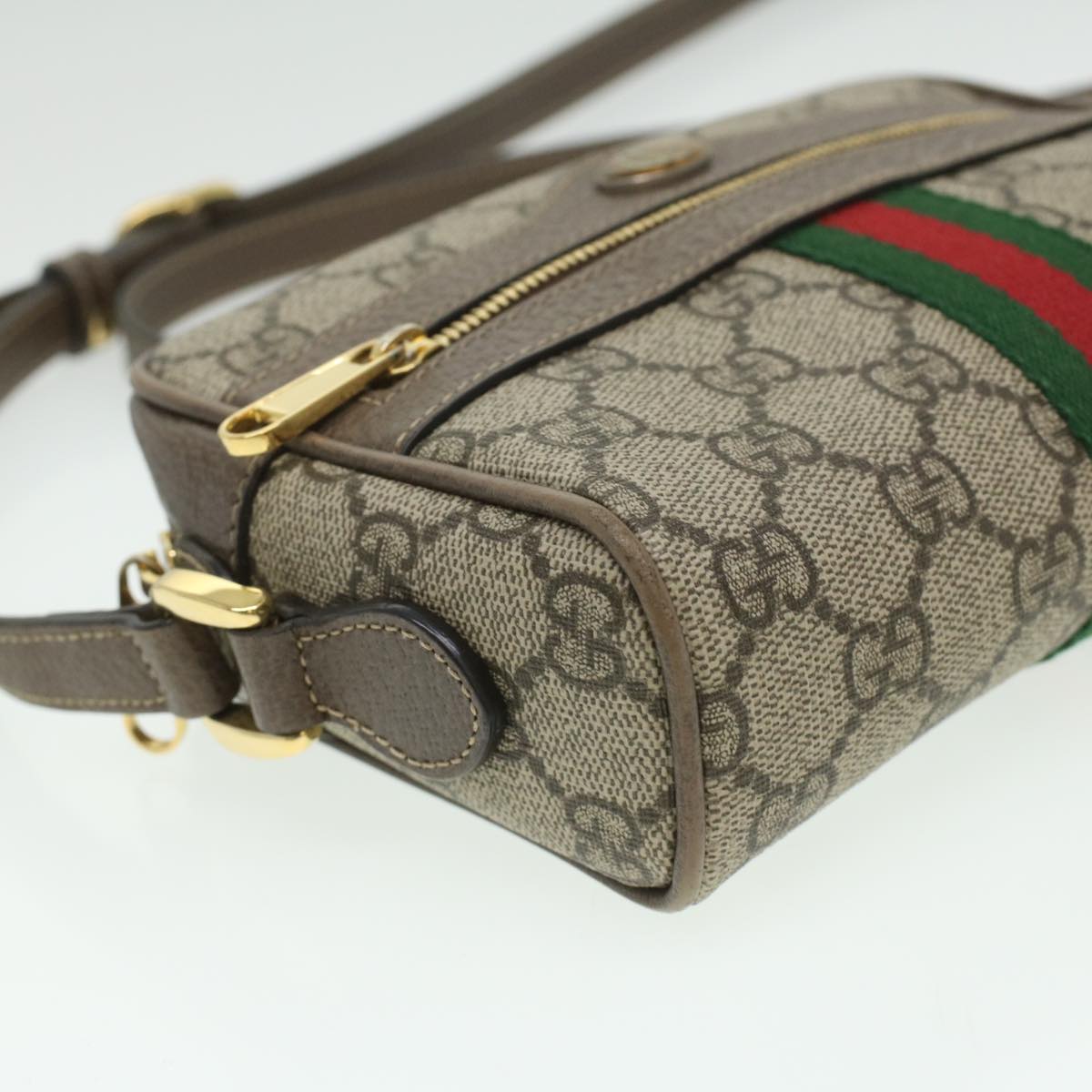 GUCCI Web Sherry Line GG Canvas Shoulder Bag PVC Leather 517350 yk5636