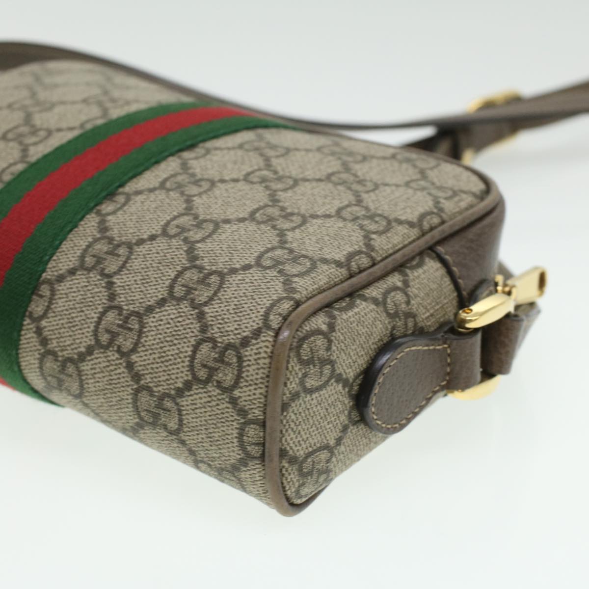 GUCCI Web Sherry Line GG Canvas Shoulder Bag PVC Leather 517350 yk5636