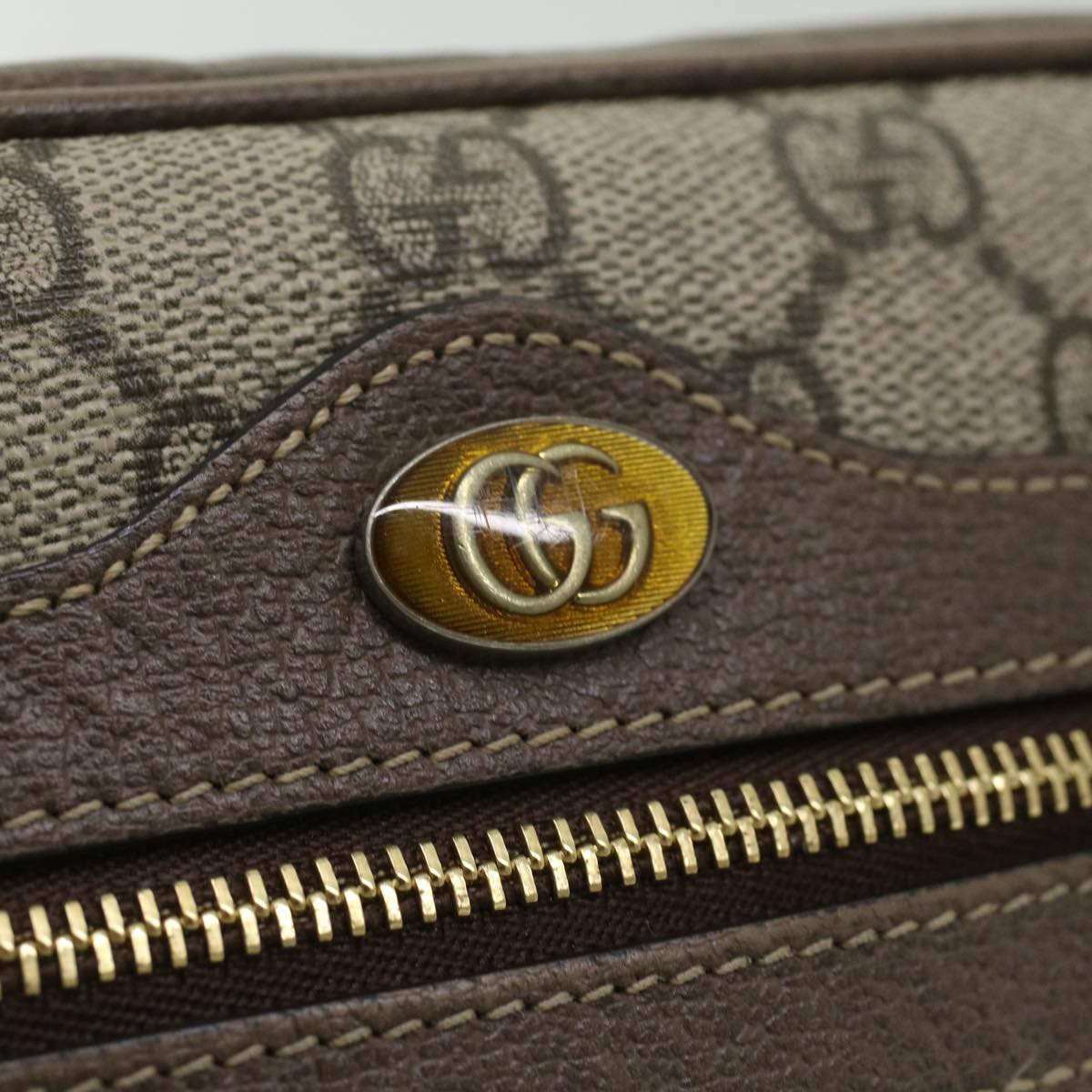 GUCCI Web Sherry Line GG Canvas Shoulder Bag PVC Leather 517350 yk5636