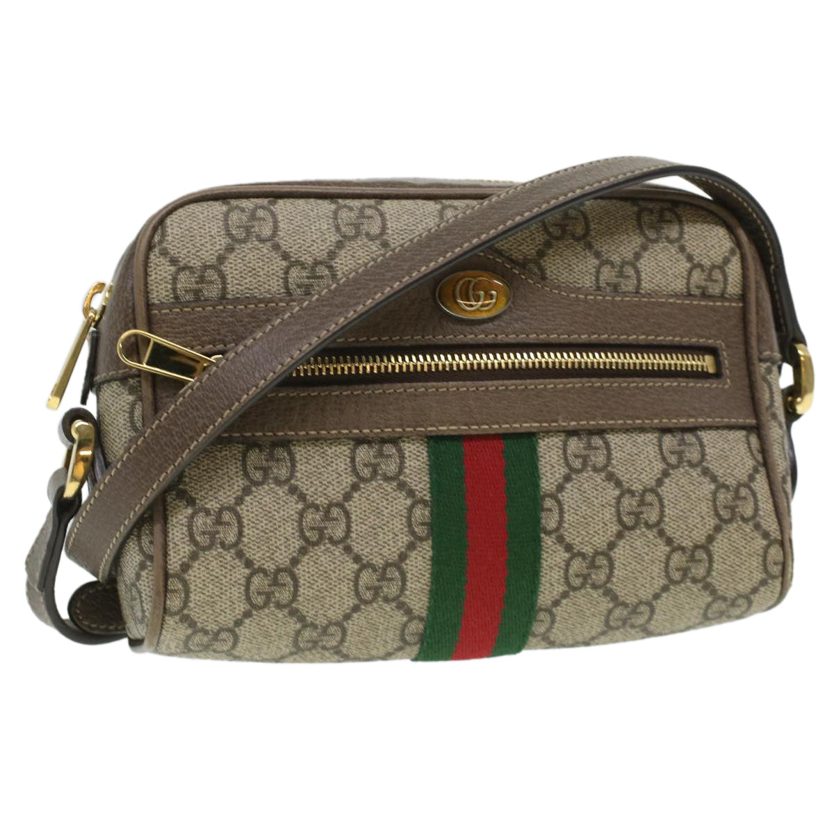 GUCCI Web Sherry Line GG Canvas Shoulder Bag PVC Leather 517350 yk5636
