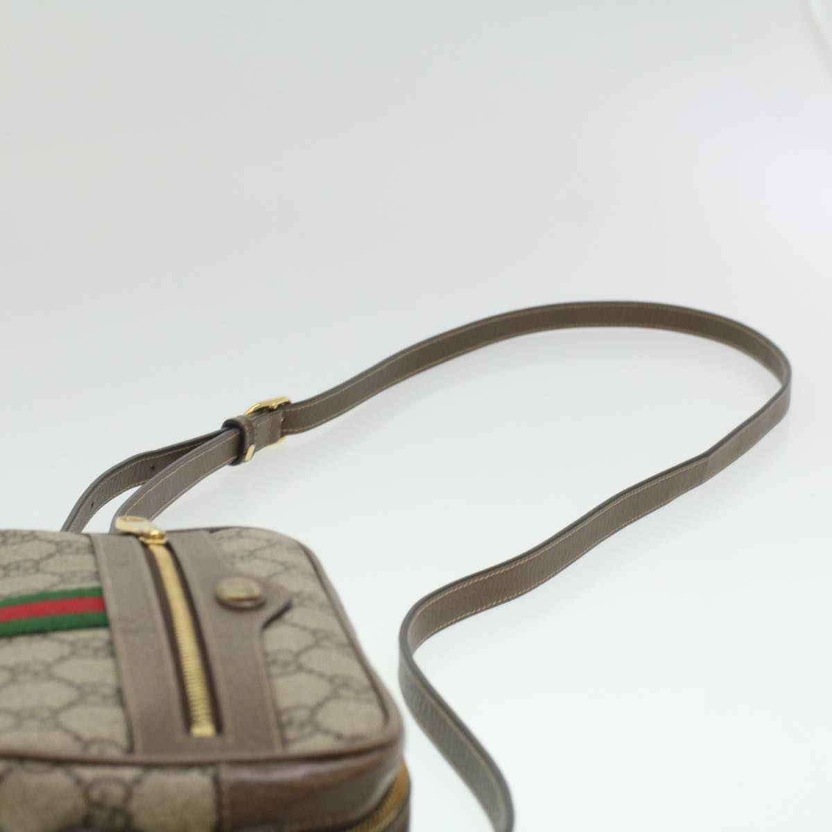 GUCCI Web Sherry Line GG Canvas Shoulder Bag PVC Leather 517350 yk5636