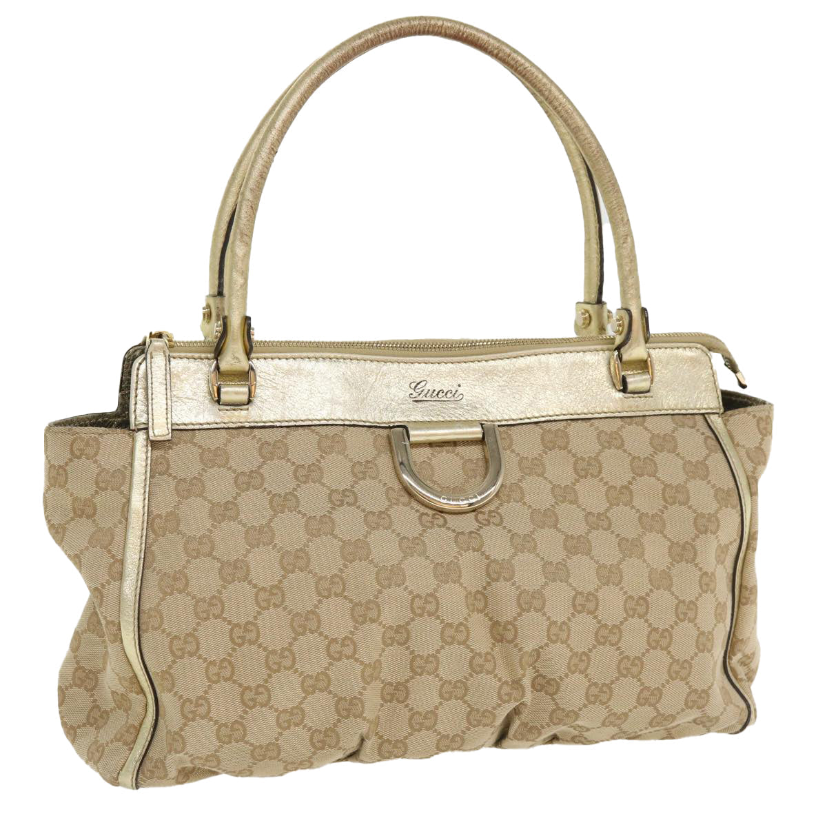 GUCCI GG Canvas Abbey Tote Bag Beige Champagne Gold 189831 yk5652
