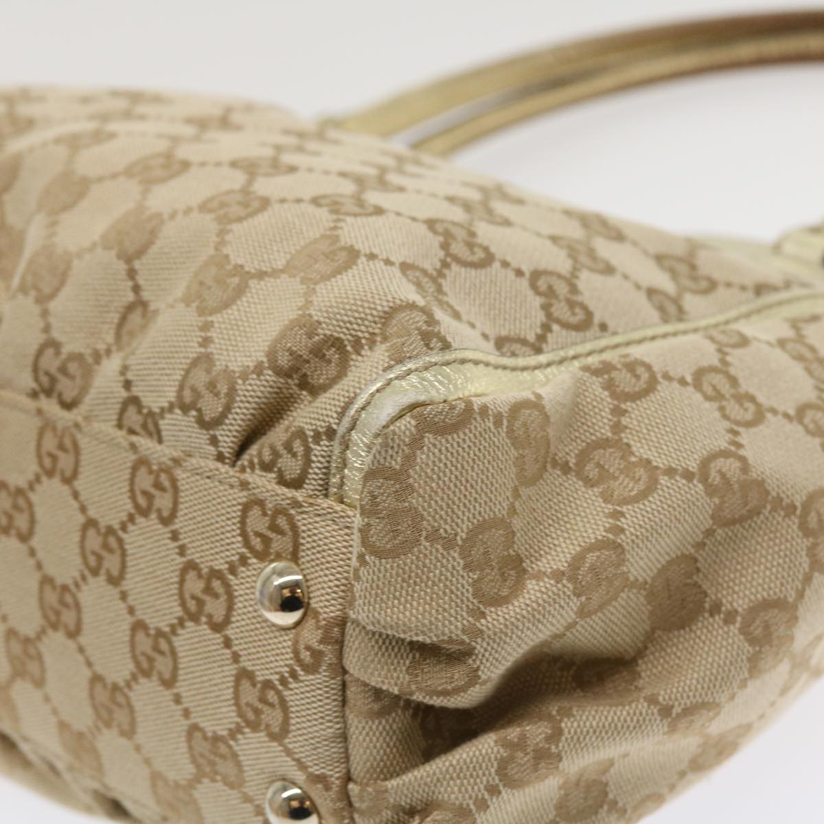 GUCCI GG Canvas Abbey Tote Bag Beige Champagne Gold 189831 yk5652