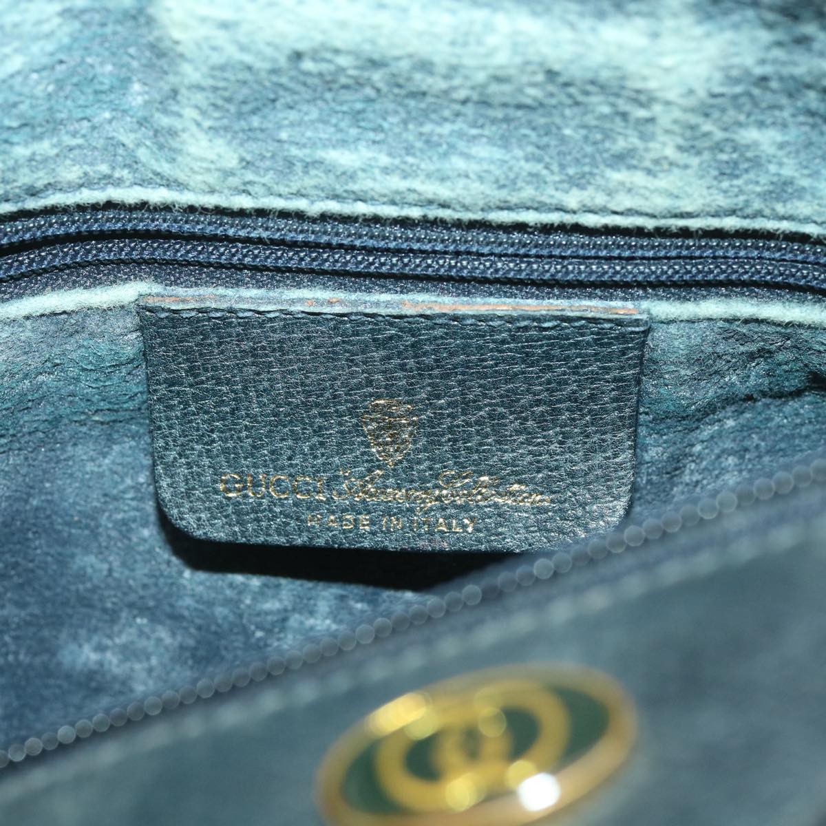 GUCCI Sherry Line GG Canvas Boston Bag PVC Leather Navy Red yk5679B