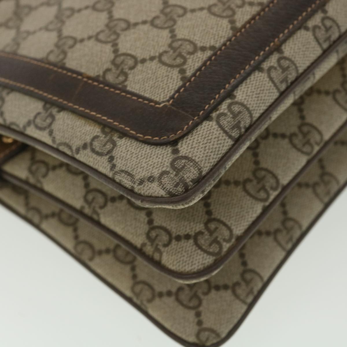 GUCCI GG Canvas Web Sherry Line Shoulder Bag PVC Leather Beige Red yk5883B