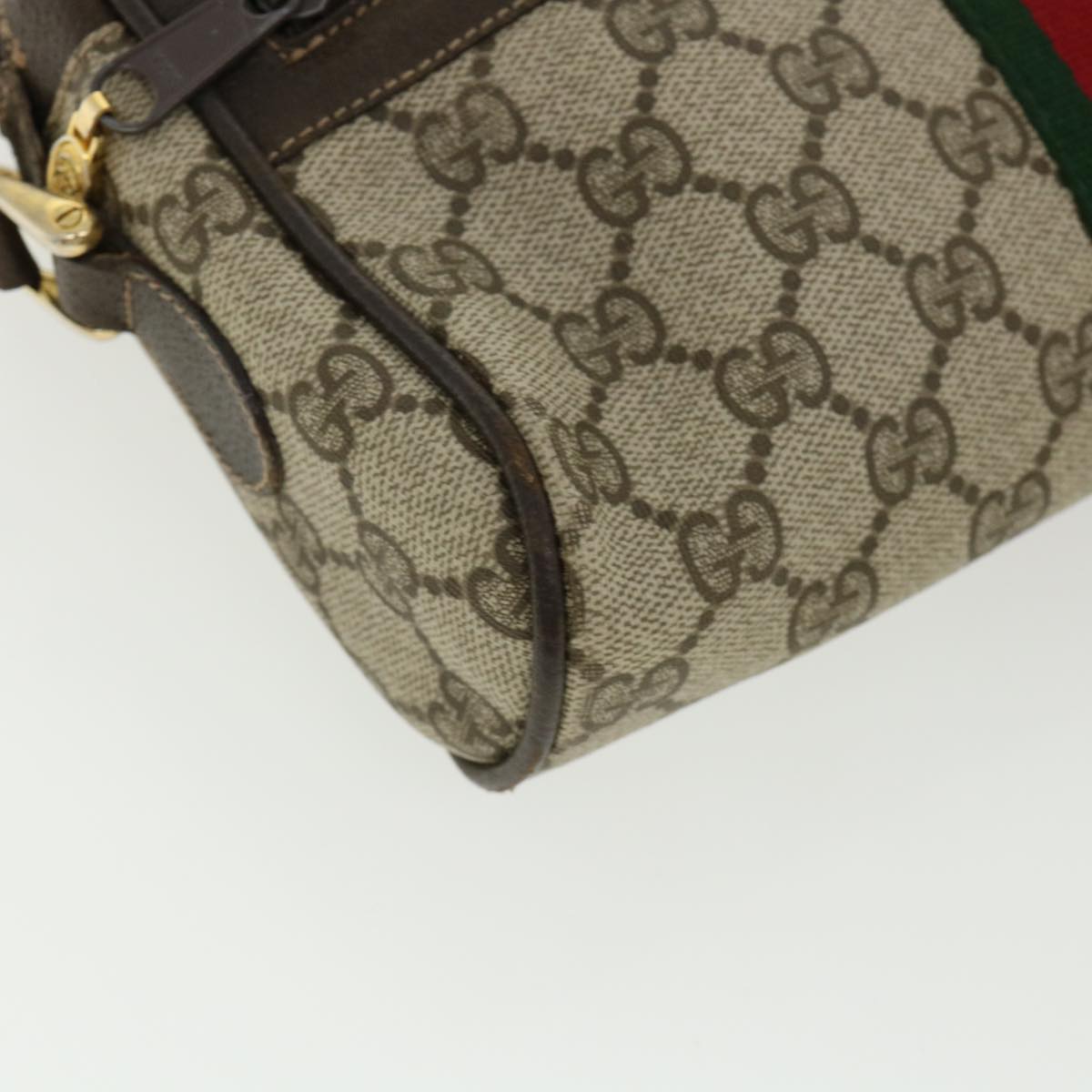 GUCCI GG Canvas Web Sherry Line Shoulder Bag PVC Leather Beige Red yk5884B