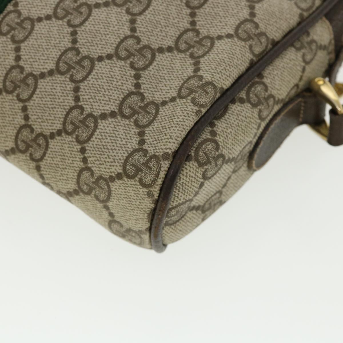 GUCCI GG Canvas Web Sherry Line Shoulder Bag PVC Leather Beige Red yk5884B
