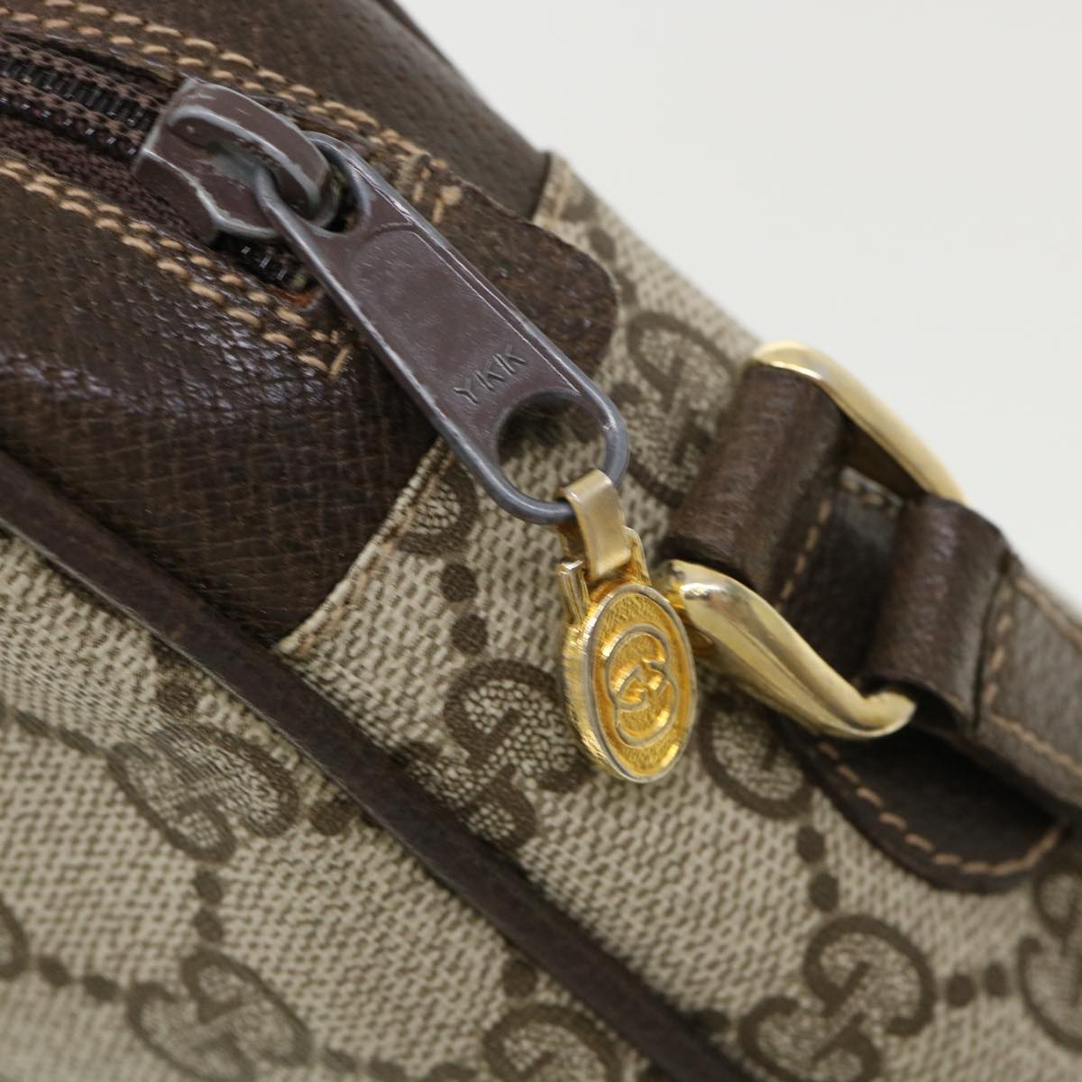 GUCCI GG Canvas Web Sherry Line Shoulder Bag PVC Leather Beige Red yk5884B