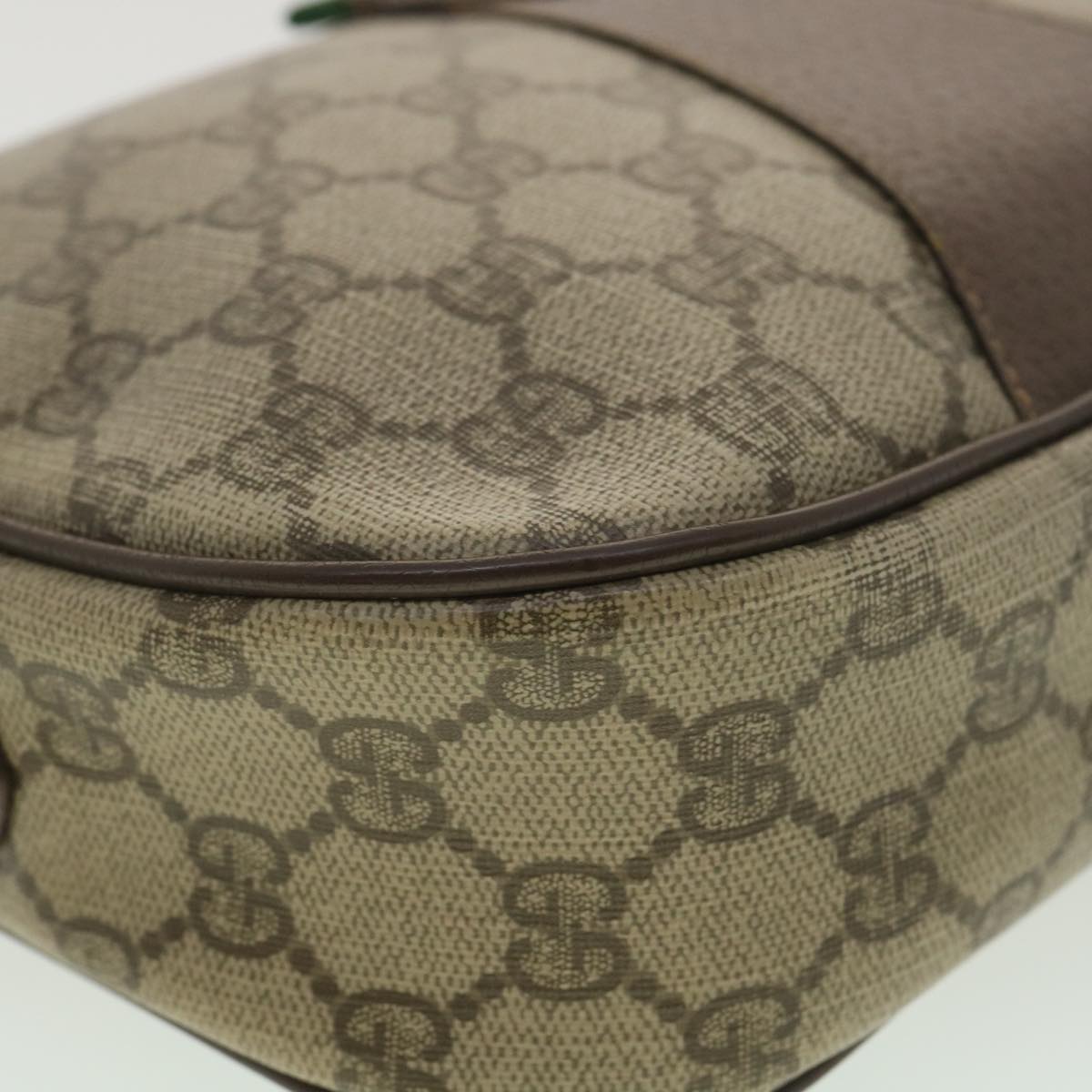 GUCCI GG Canvas Web Sherry Line Clutch Bag PVC Leather Beige Red yk5995