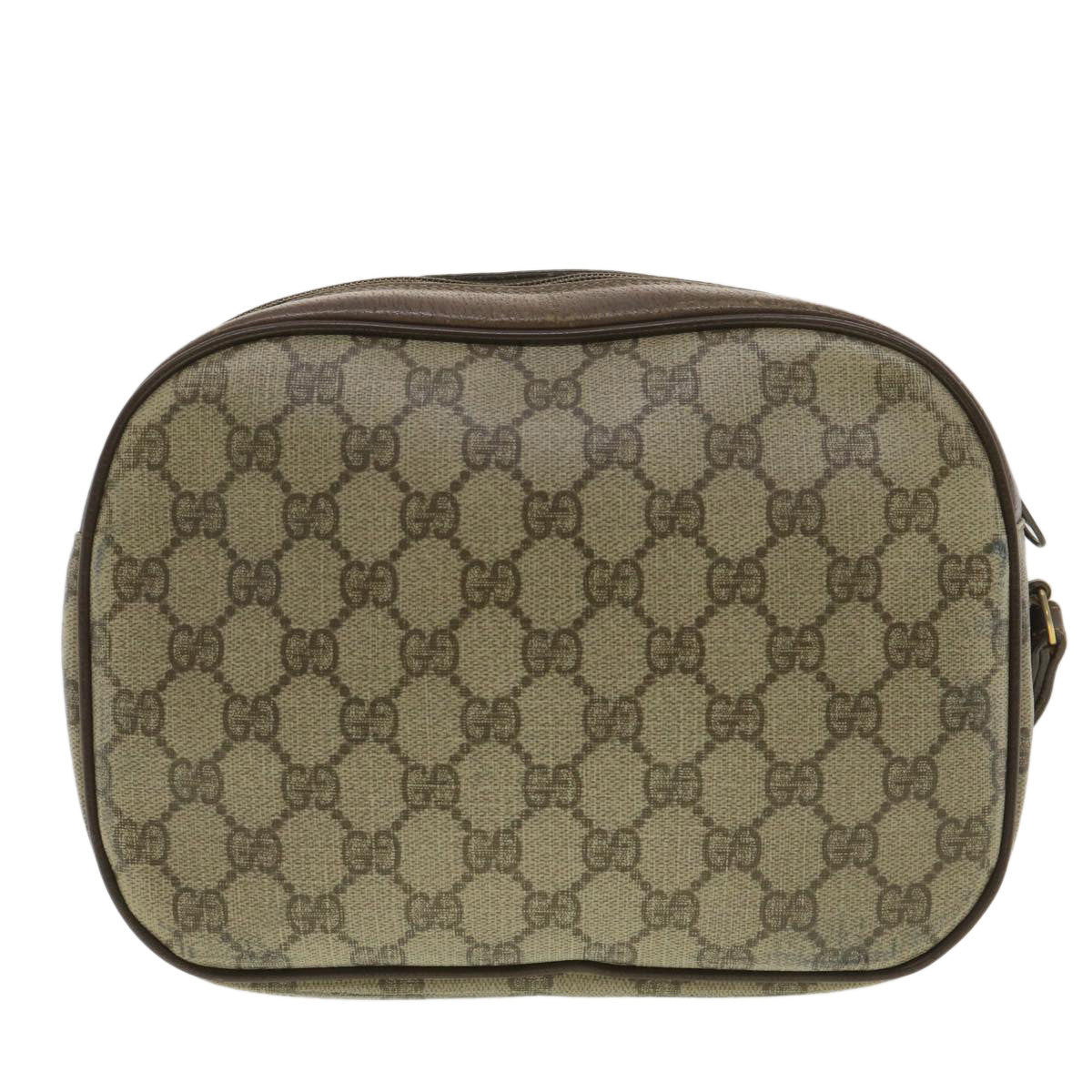 GUCCI GG Canvas Web Sherry Line Clutch Bag PVC Leather Beige Red yk5995