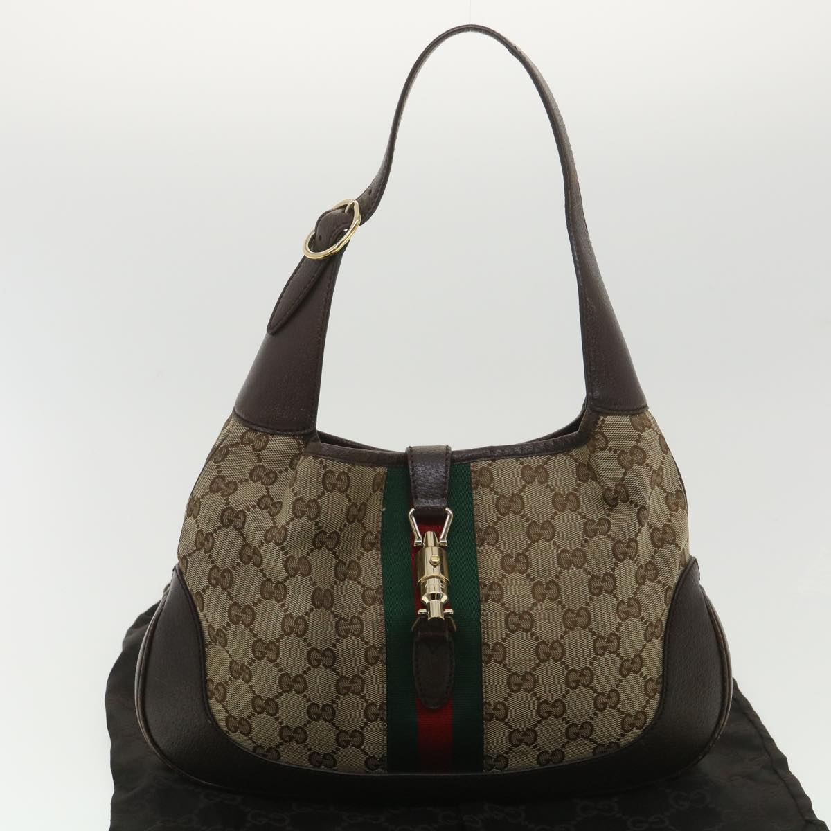 GUCCI Web Sherry Line GG Canvas Jackie Shoulder Bag Beige 153696 yk6048