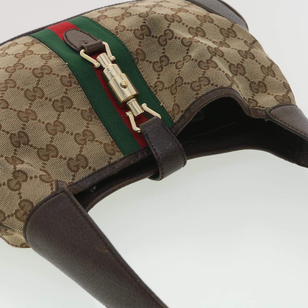 GUCCI Web Sherry Line GG Canvas Jackie Shoulder Bag Beige 153696 yk6048