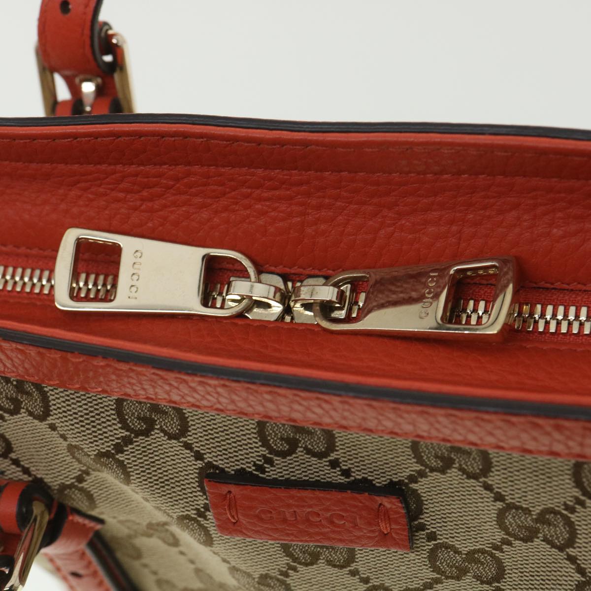 GUCCI GG Canvas Hand Bag Beige Orange 387603 yk6072