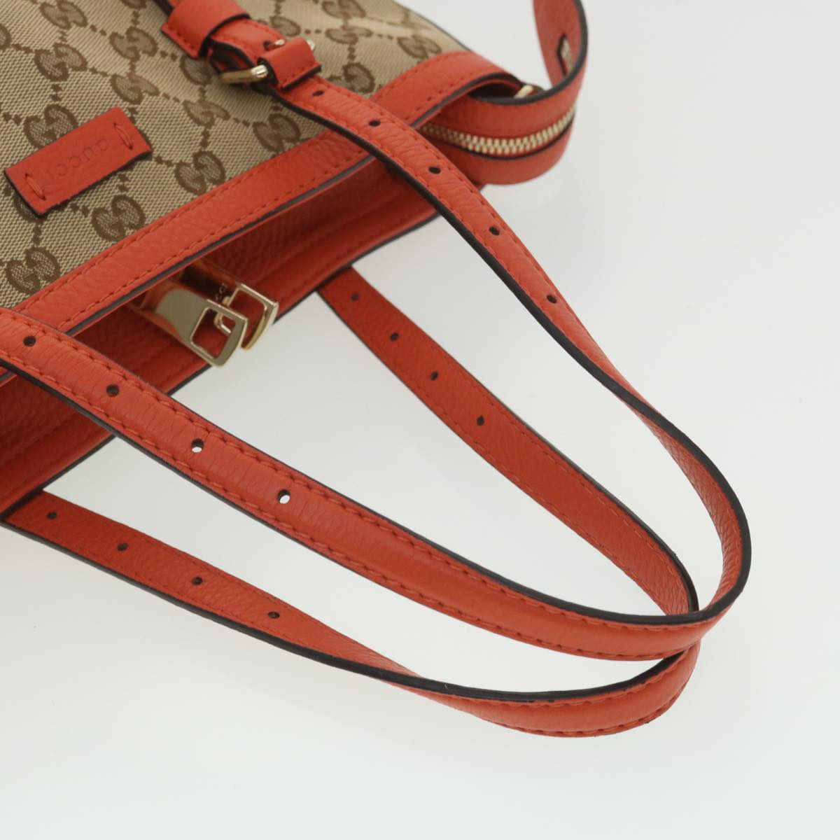 GUCCI GG Canvas Hand Bag Beige Orange 387603 yk6072