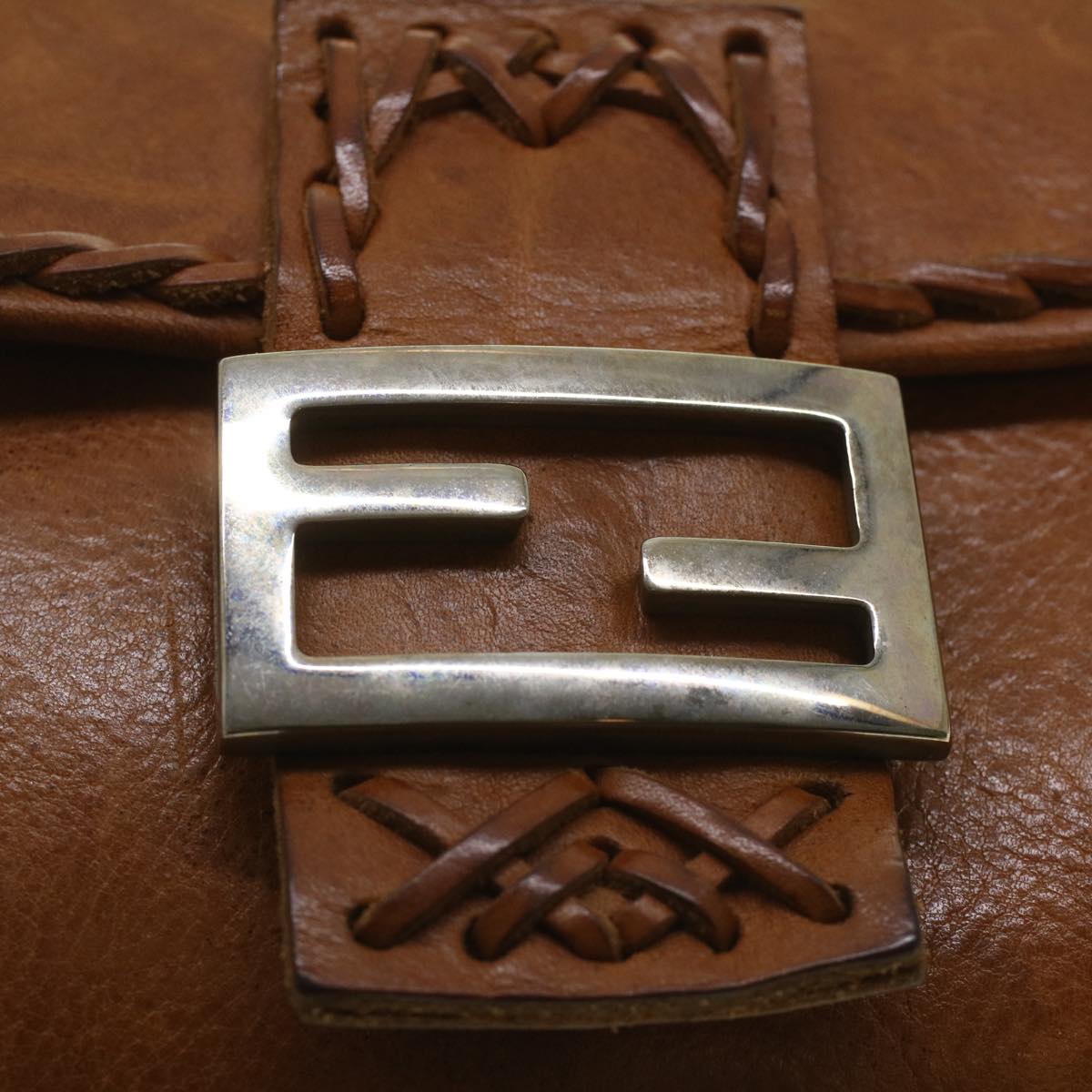 FENDI Mamma Baguette Shoulder Bag Leather Brown 3686/26424/099 yk6079