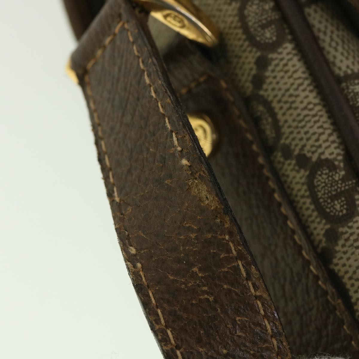 GUCCI Web Sherry Line GG Canvas Shoulder Bag PVC Leather Beige Green yk6091