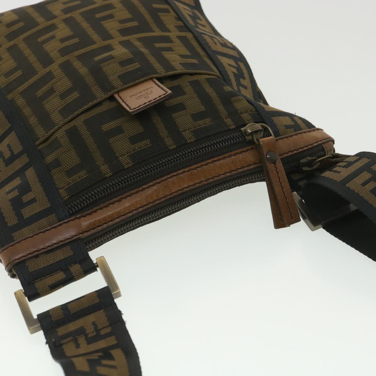 FENDI Zucca Canvas Shoulder Bag Nylon Brown yk6092