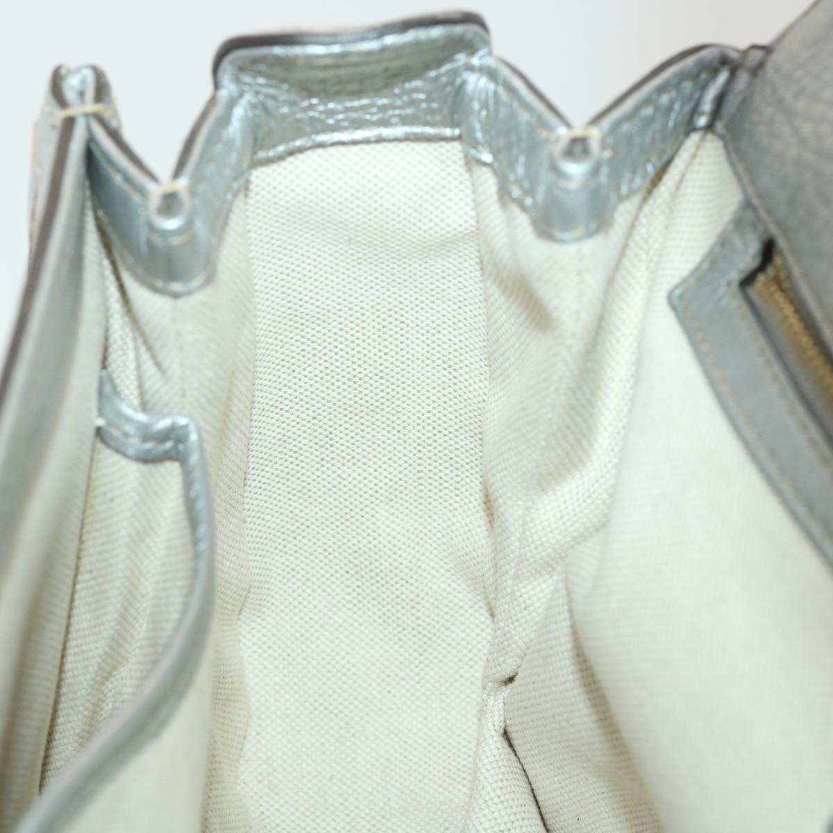 GUCCI GG Canvas Bamboo Hand Bag Beige Silver 254884 yk6106