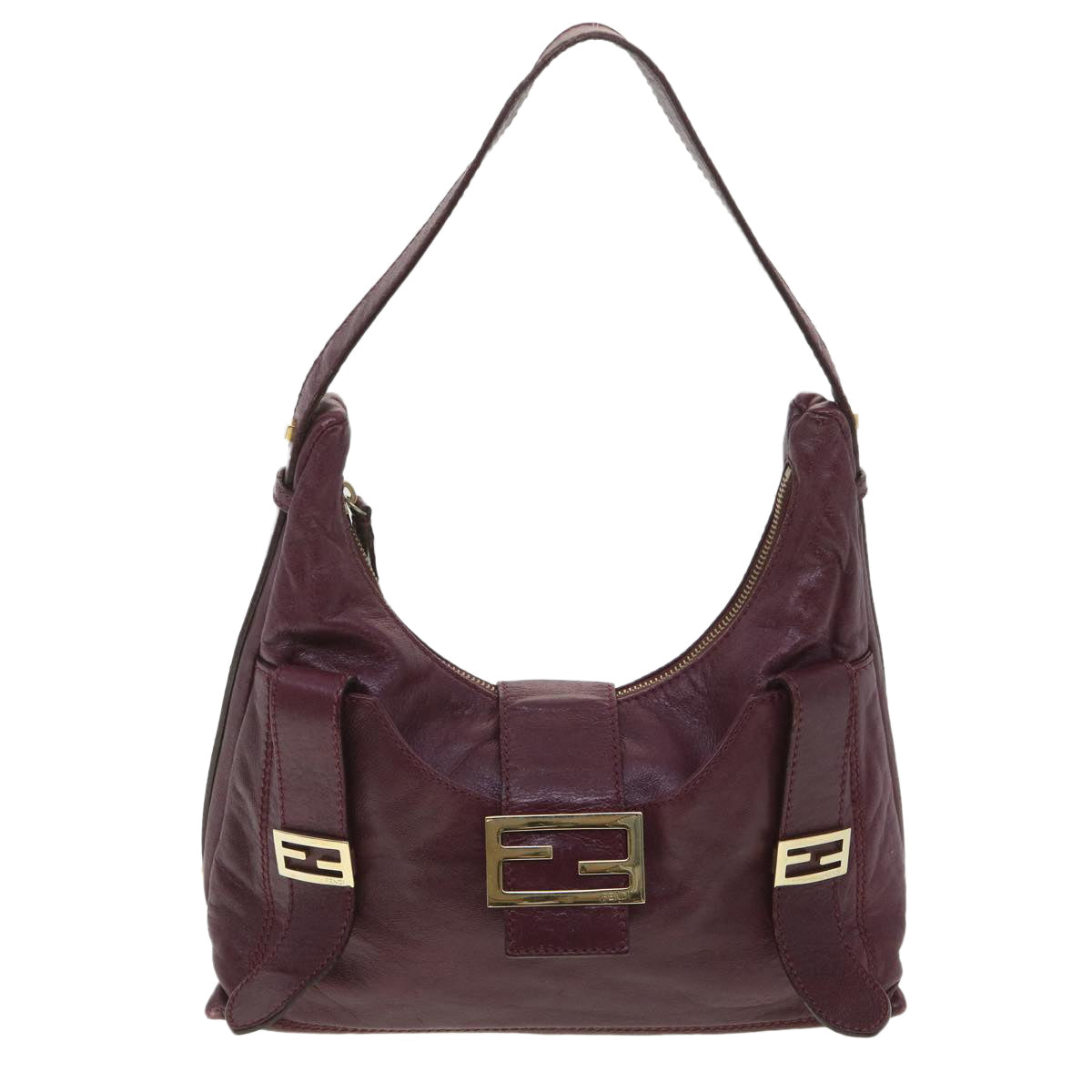 FENDI Mamma Baguette Shoulder Bag Leather Purple yk6116
