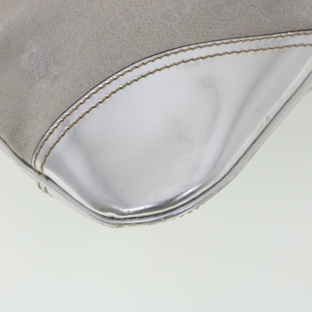 GUCCI GG Canvas Shoulder Bag Silver 169947 yk6144B
