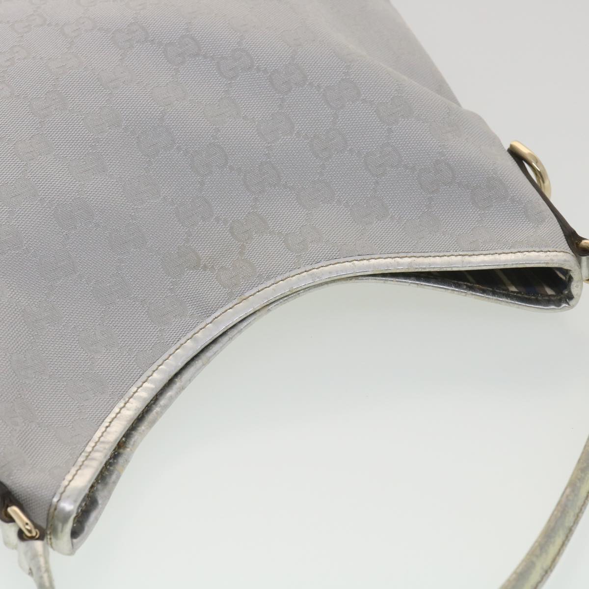 GUCCI GG Canvas Shoulder Bag Silver 169947 yk6144B