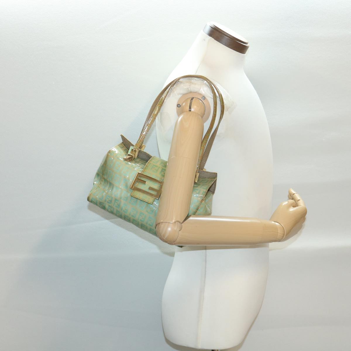 FENDI Zucchino Canvas Hand Bag Blue yk6199B