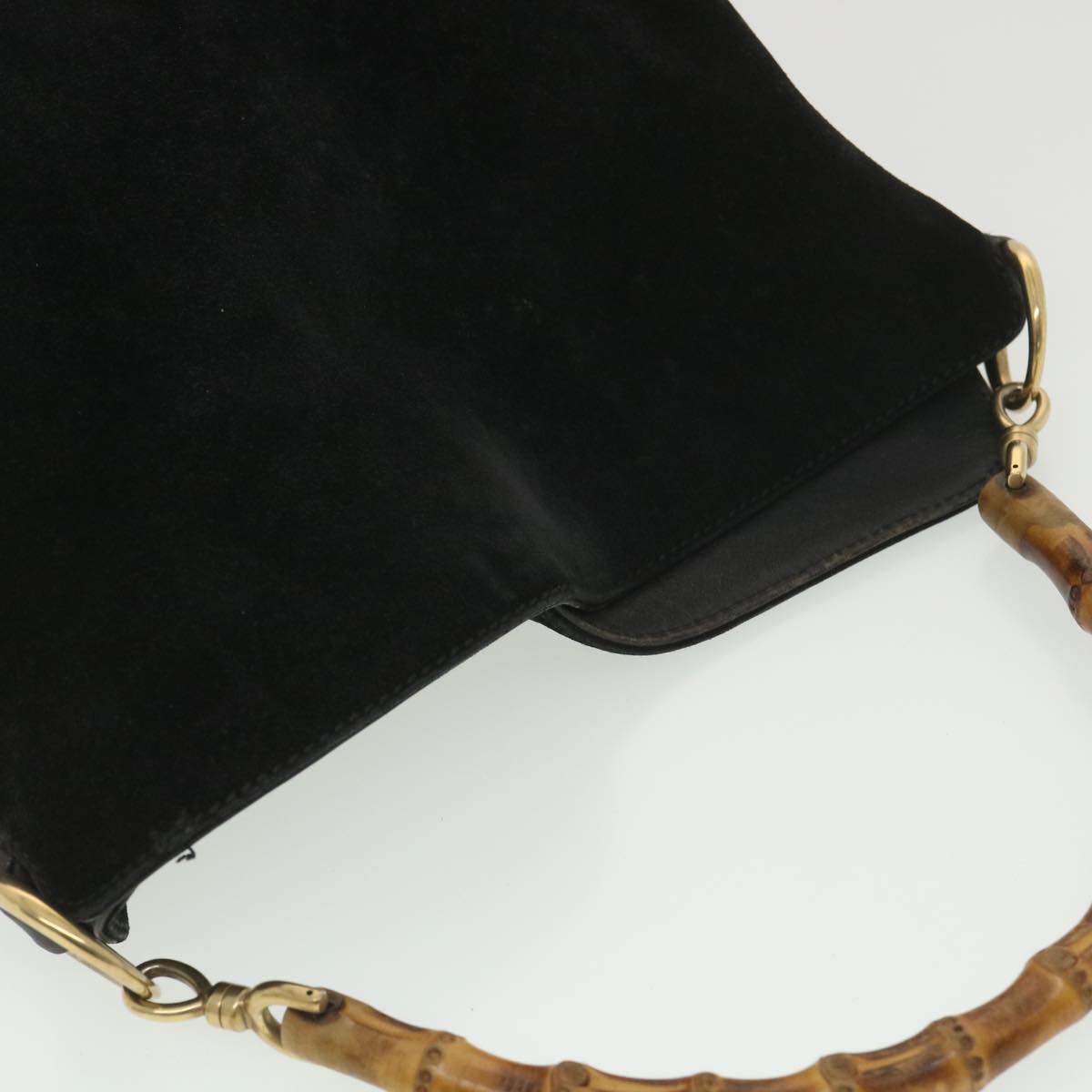 GUCCI Bamboo Hand Bag Suede 2way Black 001.3444.1638 yk6212B