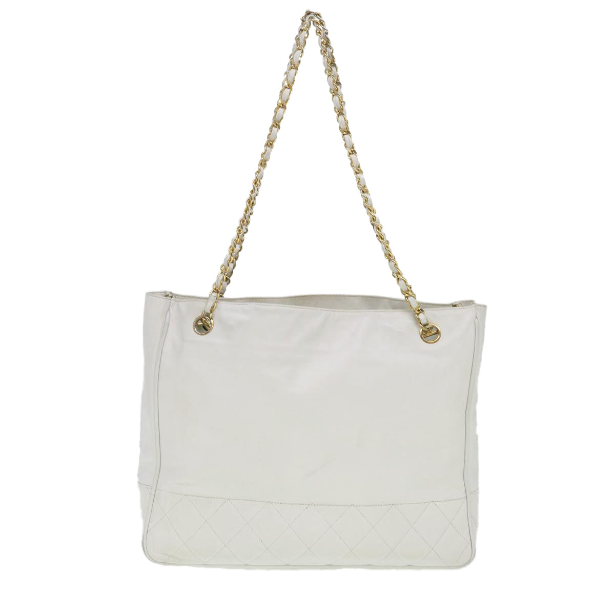 CHANEL Chain Shoulder Bag Lamb Skin White CC yk6254