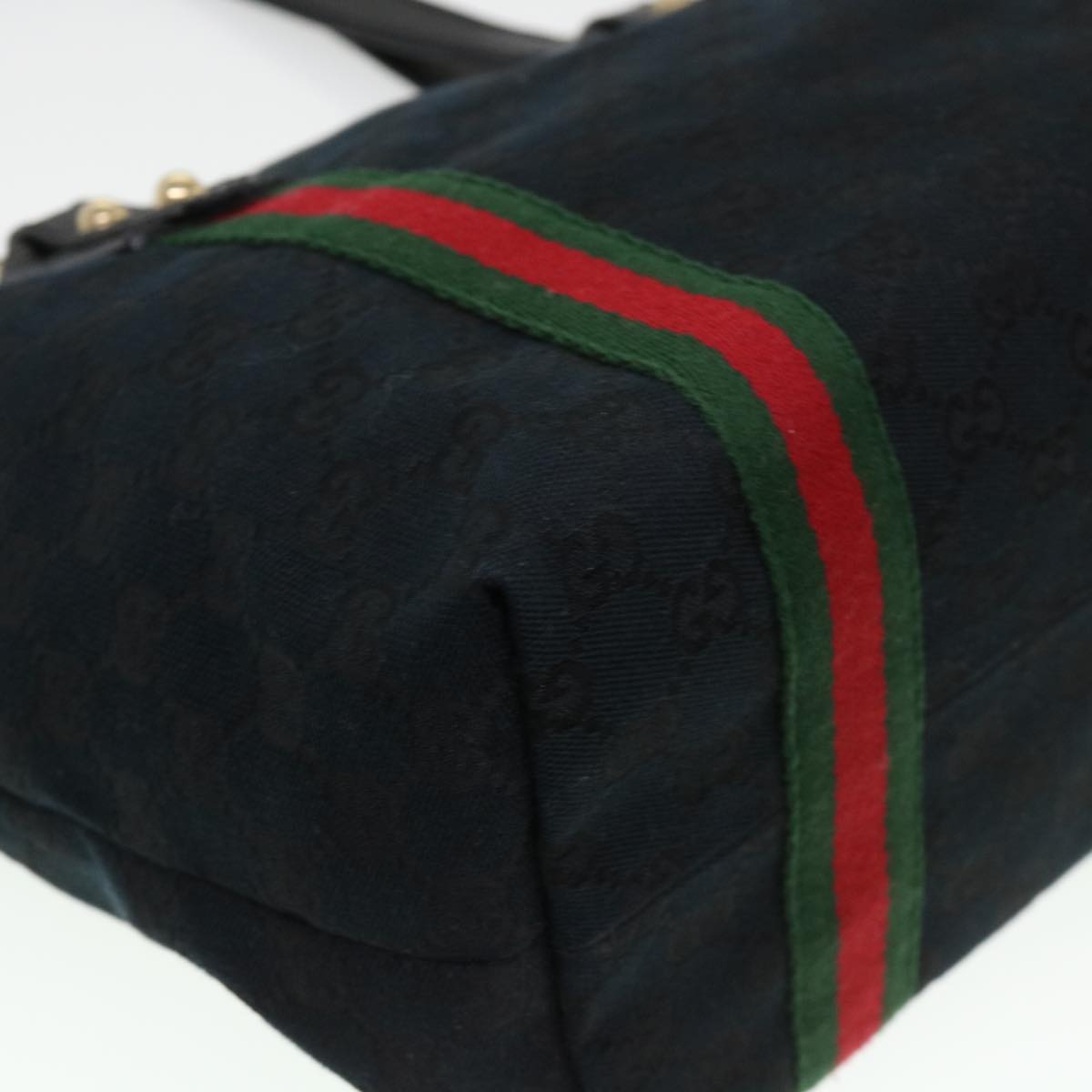GUCCI GG Canvas Web Sherry Line Tote Bag Black Red Green 137396 yk6284